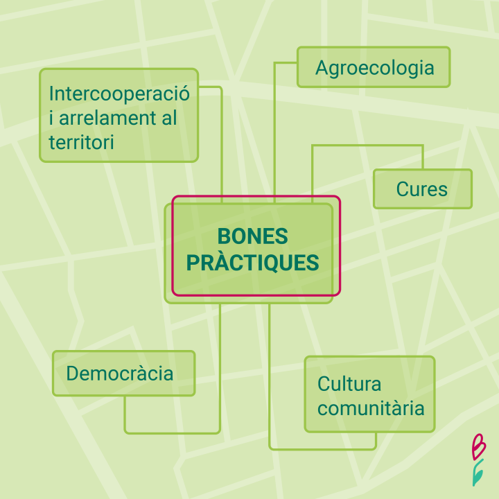 Bones pràctiques: Cures, agroecologia, intercooperació i arrelament al territori, democràcia, cultura comunitària